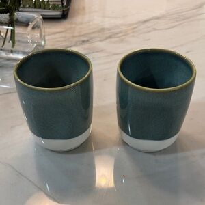 Starbucks Teal and White Ceramic Mugs